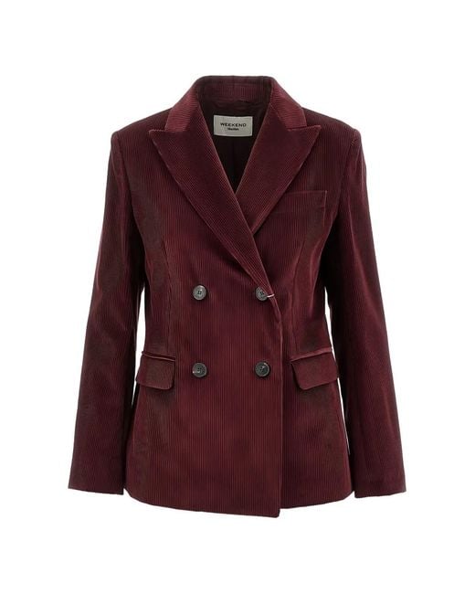 Weekend by Maxmara Purple Cotton Corduroy Velvet Blazer