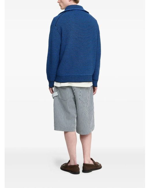 J.W. Anderson Blue Striped Zip-Up Sweater for men