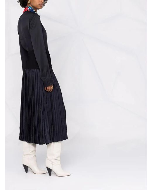 Jil Sander Blue Floral-Embroidered Collar Satin Shirt