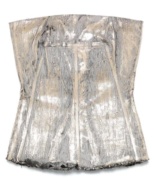 Rick Owens Metallic Bustier With Crackle Effect