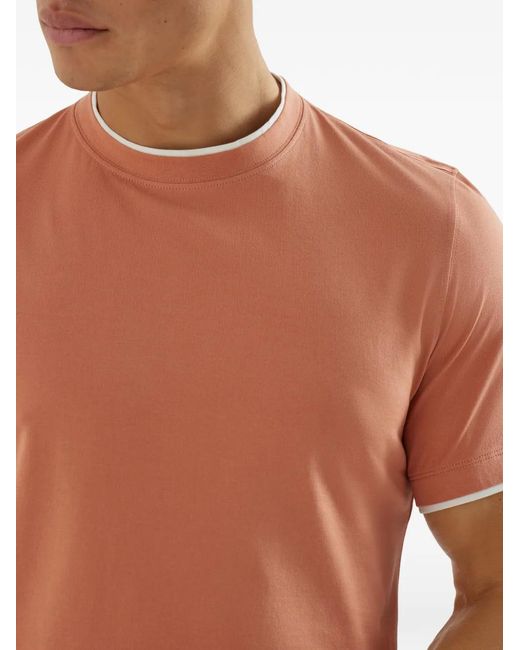 Brunello Cucinelli Orange Crew-Neck T-Shirt for men