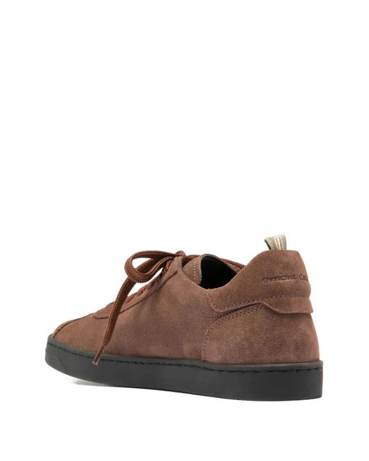 Officine Creative Brown Karma Lace-Up Suede Sneakers