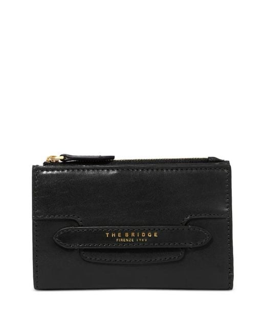 The Bridge Black Logo-Print Leather Wallet