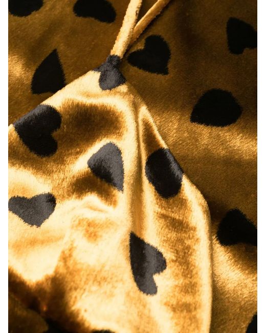 Saint Laurent Yellow All-Over Heart-Print Dress