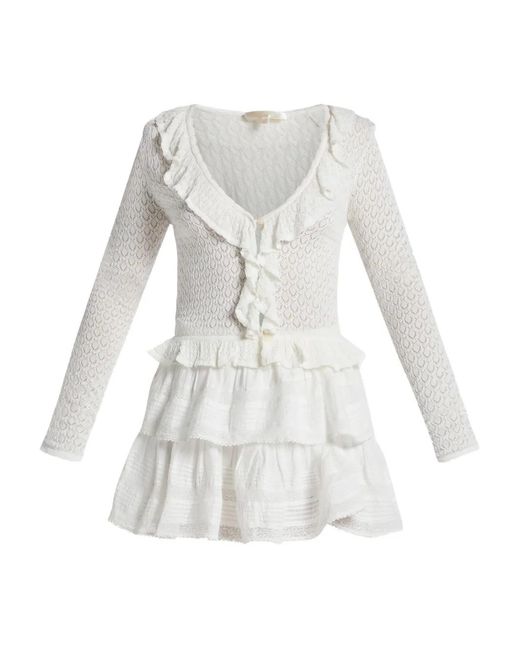 LoveShackFancy White Nilah Ruffled Mini Dress