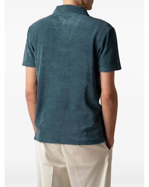 Aurélien Blue Short-Sleeve Chest-Pocket Polo Shirt for men