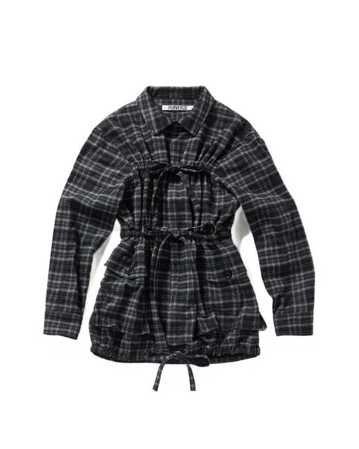 PERVERZE Black Check-Pattern Drawstring Jacket