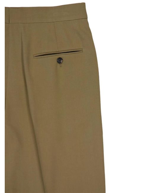 Ferragamo Green Pleated-Details Trousers