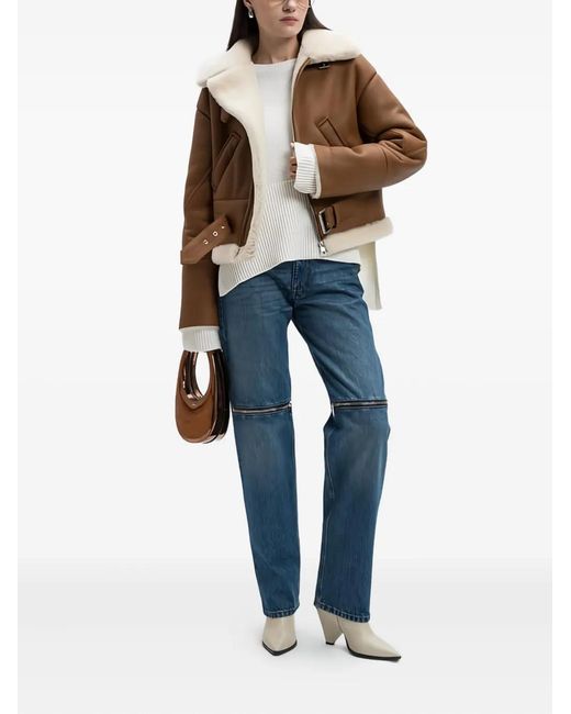 Dondup White Ribbed-Hem Sweater
