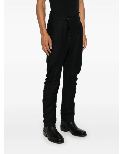 Masnada Black Distressed-Effect Trousers for men