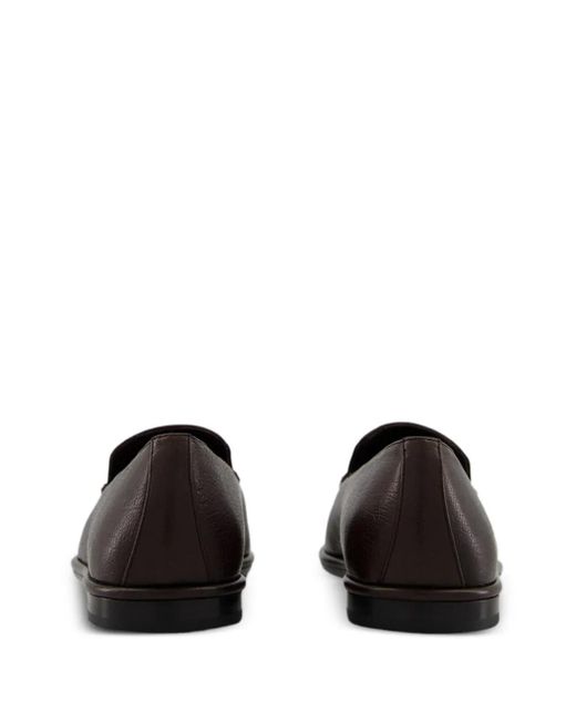 Ferragamo Black Hammered Calfskin Loafers for men