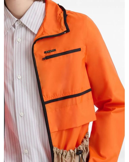 Marni Orange Nylon Jacket With Drawstring Pockets for men