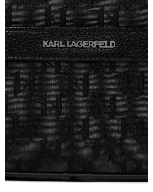 Karl Lagerfeld Black K/Monogram Jacquard Messenger Bag for men