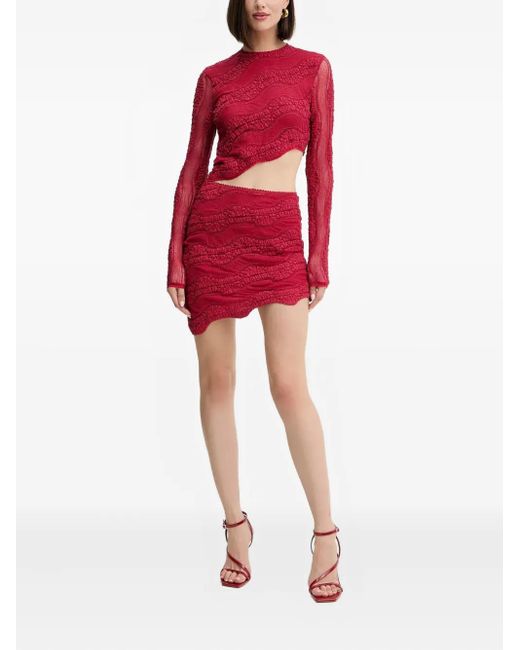 Charo Ruiz Red Long-Sleeve Asymmetrical T-Shirt