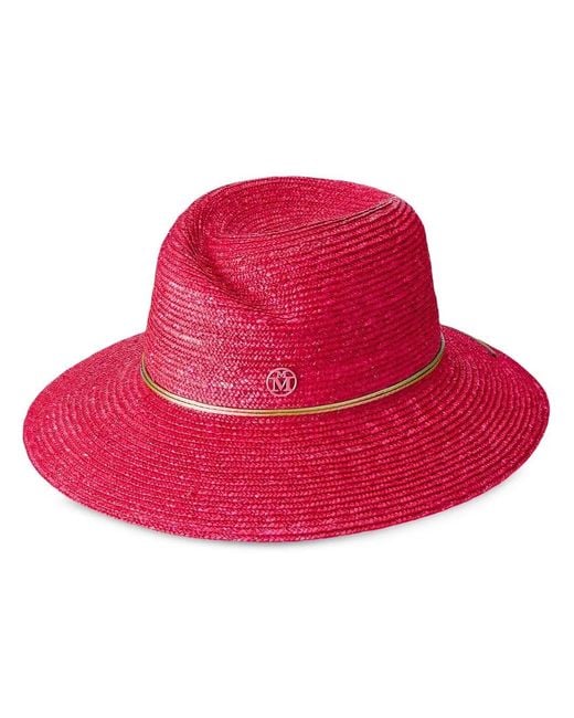 Maison Michel Red Virginie Straw Fedora