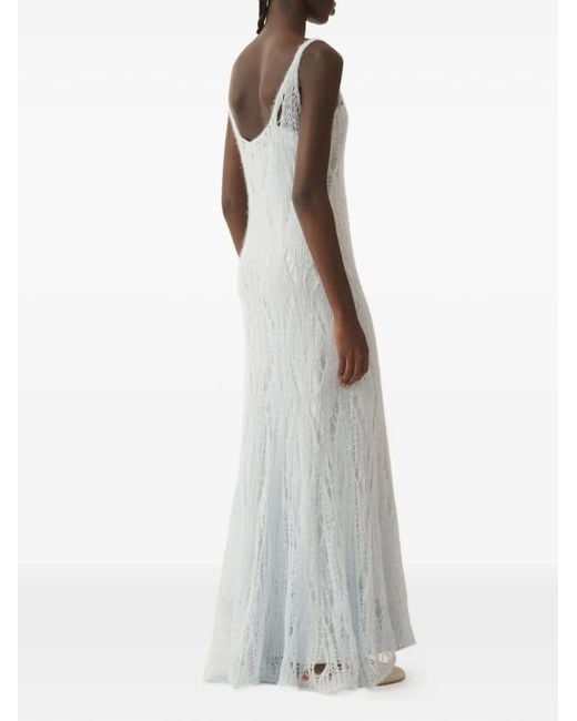 Fabiana Filippi White Openwork Knit Maxi Dress