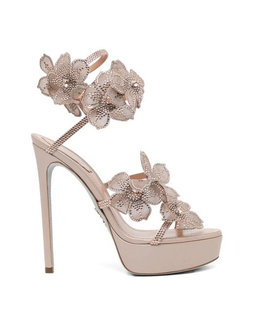 Rene Caovilla White 130Mm Crystal-Embellished Floral Sandals