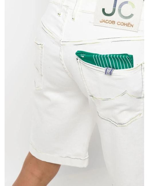 Jacob Cohen White Contrasting-Stitch Detail Shorts for men
