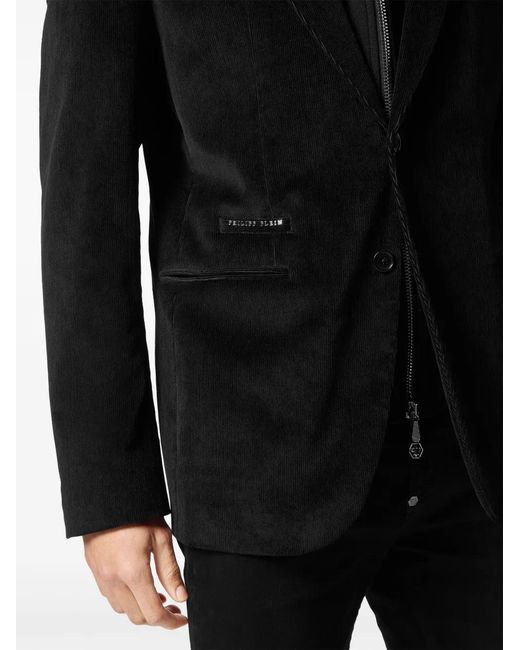 Philipp Plein Black Hooded Velvet Blazer for men