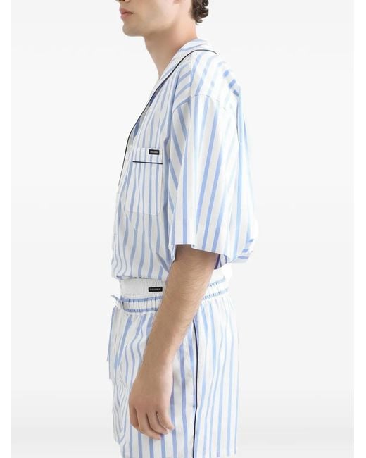 Dolce & Gabbana Blue Dolce & Gabbana Striped Shirt With Applique for men