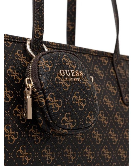 Guess Black Large Monogram-Pattern Tote Bag