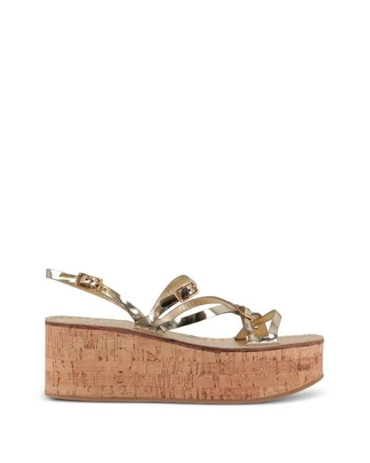 Tod's Natural Strappy Cork-Wedge Sandals