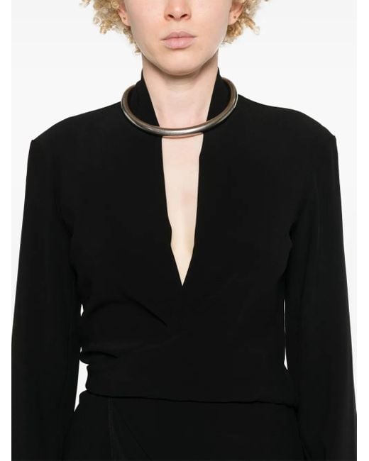 Rick Owens Black Tie-Fastening Crepe Wrap Dress