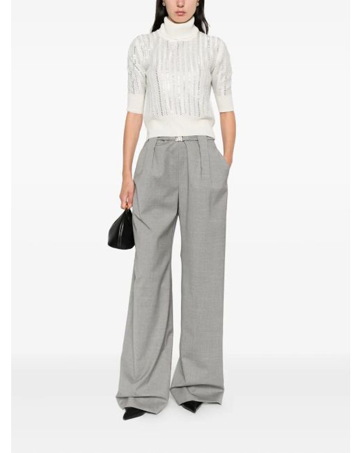 Ermanno Scervino Gray Pleated Buckle Trousers