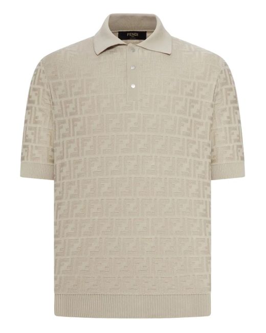 Fendi White Ff-Motif Cotton Polo Shirt for men