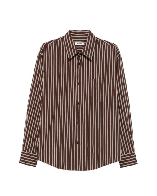 Sandro Brown Striped Long-Sleeve Shirt for men