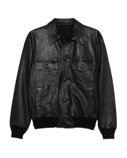 Salvatore Santoro Collared Leather Jacket in Black for Men | Lyst