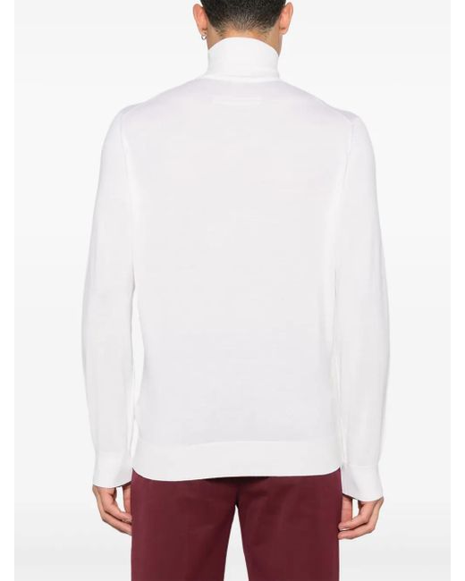 Zegna White Roll-Neck Long-Sleeve Sweater for men