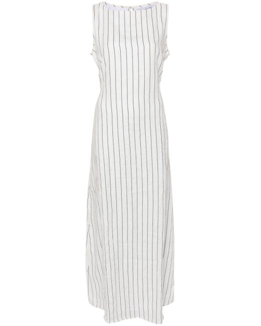 Faithfull The Brand White Nahna Striped Linen Dress