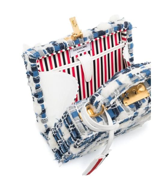Thom Browne Blue Mini Denim Pouf Tweed Bag
