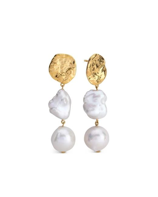 Pendientes Capri con perla y oro vermeil Monica Vinader de color Metallic