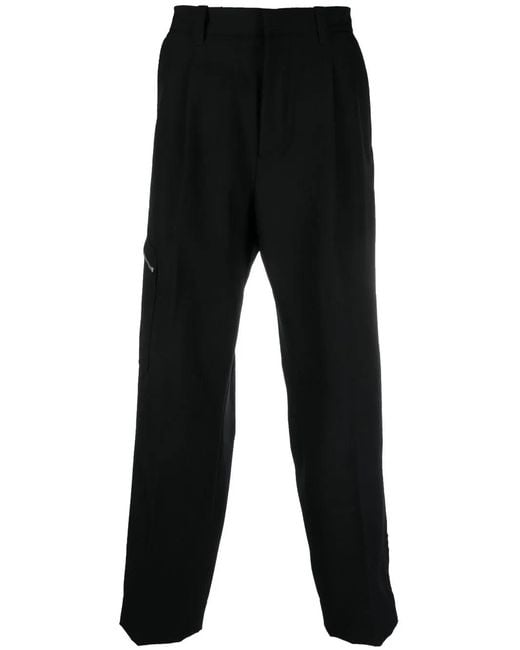 OAMC Black Zip Detail Cotton Wide-Leg Trousers for men