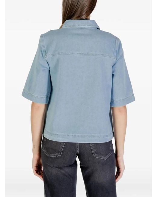 ONLY Blue Chemise En Jean À Manches Courtes