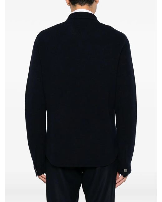Profuomo Blue Button-Up Knitted Jacket for men
