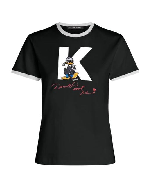 X Disney T-Shirt Petite di Karl Lagerfeld in Black