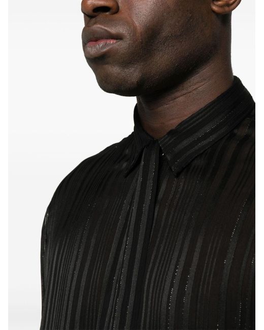 DSquared² Gestreiftes Hemd mit Sheer-Effekt in Black für Herren