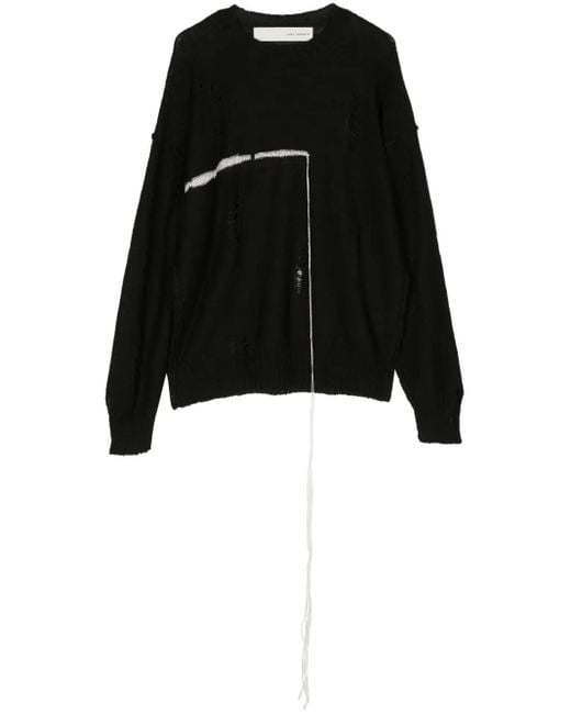 Isabel Benenato Black Raw-Cut Detail Knit Jumper for men