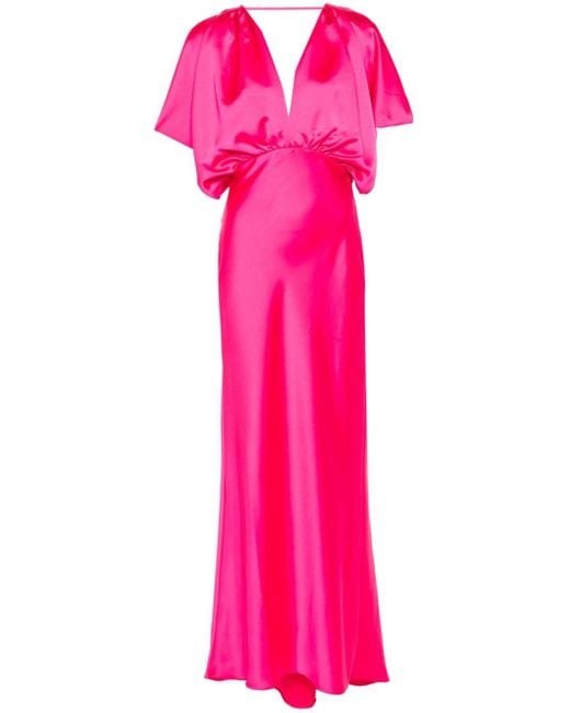 Robe en satin à coupe longue Pinko en coloris Pink