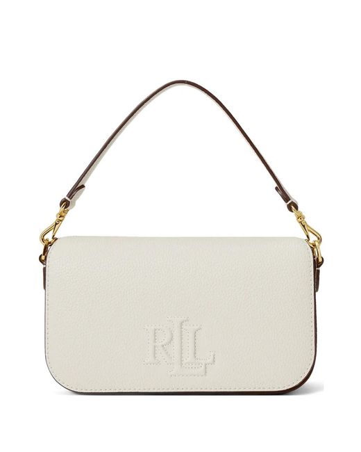 Ralph Lauren White Embossed Adjustable Shoulder Bag