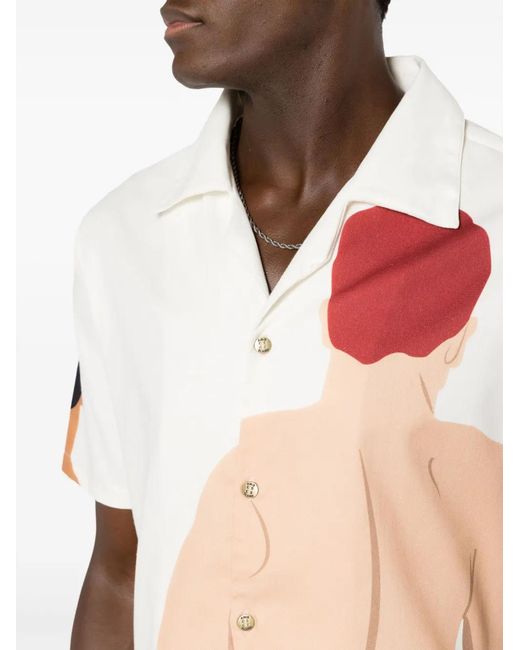 Amir Slama Pink Graphic-Print Cotton Shirt for men