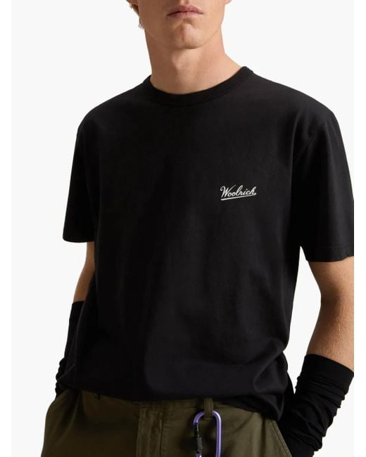 Woolrich Black Logo-Print T-Shirt for men