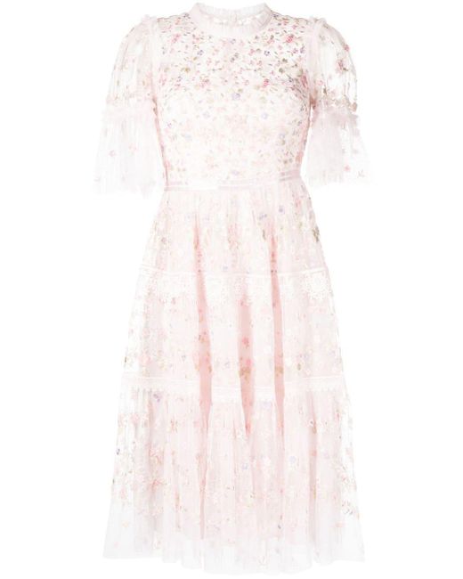 Needle & Thread Pink Embroidered Tulle Dress
