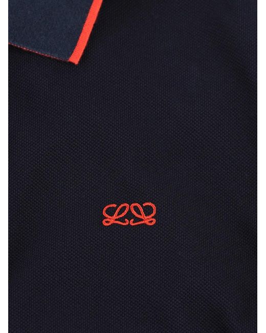 Loewe Blue Anagram-Embroidered Polo Shirt