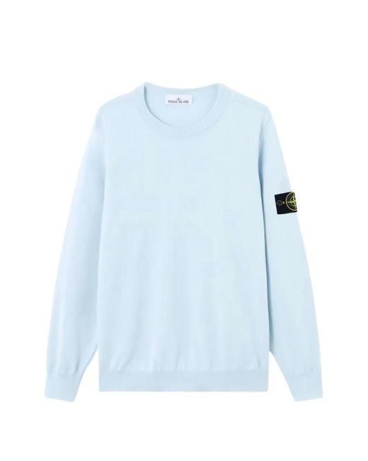 Stone Island Blue Logo-Patch Crew-Neck Sweatshirt for men