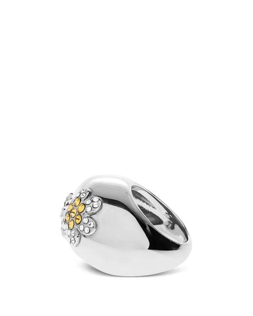Marni White Crystal-Embellished Flower Ring