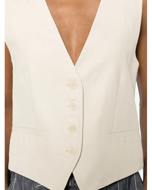 P.A.R.O.S.H. White V-Neck Button Vest
